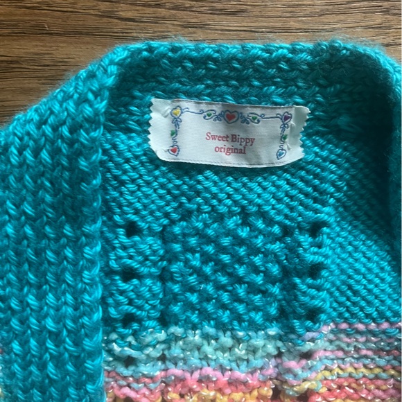 Handmade Rainbow Knit Short Sleeve Cardigan Sweater Women’s Artisan Boho - Picture 3 of 8